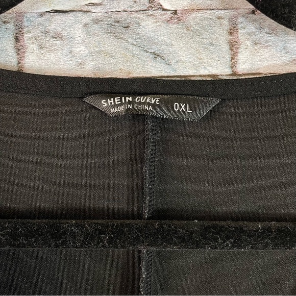 SHEIN curve 0XL BLAck lace sleeves blouse bodysuit - Picture 5 of 5